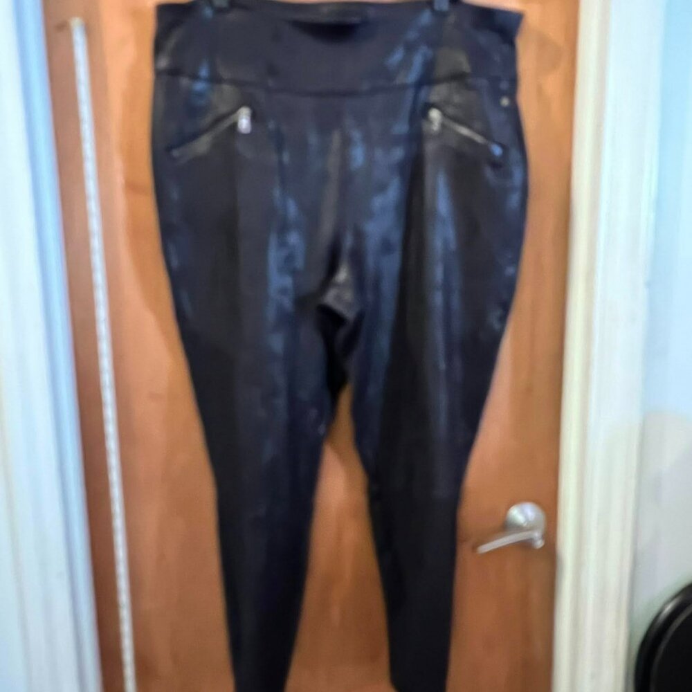 Size 2X - Melissa McCarthy - Black Faux Leather Leggings - W41"/L28"
